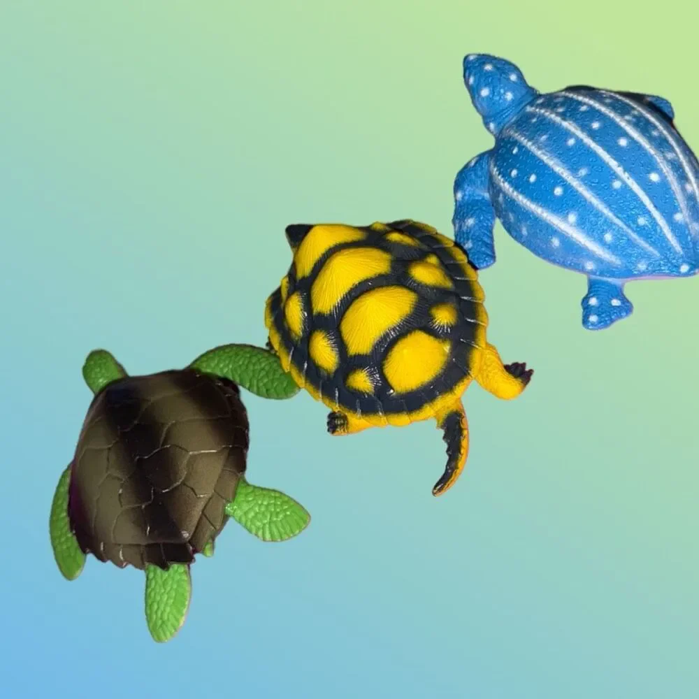 (3) Realistic Tortoise Turtle Leatherback Snapper & Sea Turtle B23